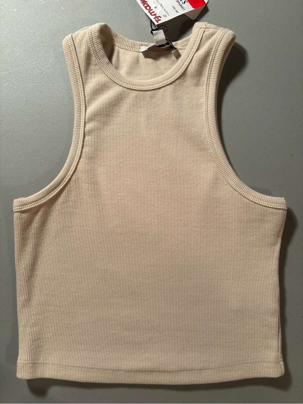 Cream Ribbed Tank Top